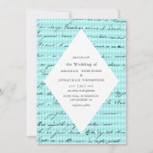 Invitation Turquoise et Gold Paris Thématique Calligraphie Ma (Devant)