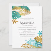 Invitation Turquoise et Gold Tropical Bachelorette Party (Devant)
