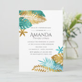 Invitation Turquoise et Gold Tropical Bachelorette Party (Debout devant)