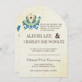 Invitation turquoise et Lime Damask Modern Chalkbo (Devant / Derrière)