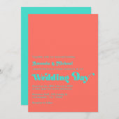 Invitation Turquoise et Mariage de corail (Devant / Derrière)