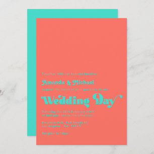 Invitation Turquoise et Mariage de corail