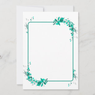 Invitation Turquoise et motif en cascade feuille aqua blanc