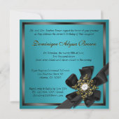 Invitation Turquoise et noir à bille de diamant (Dos)