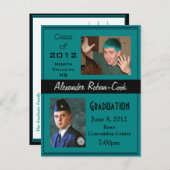 Invitation turquoise et noire (Devant / Derrière)