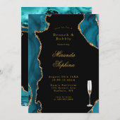 Invitation Turquoise et or Agate Pierre Brunch & Bubbly Invit (Devant / Derrière)