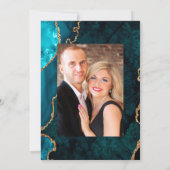 Invitation Turquoise et or Agate Pierre Mariage Photo (Dos)