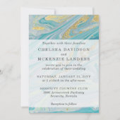 Invitation Turquoise et or Marbre Tourbillon Géode d'agate Ma (Devant)