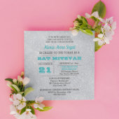 Invitation Turquoise et Parties scintillant argent Bat mitzva