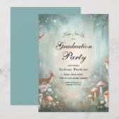 Invitation Turquoise et pêche Enchanted Forest Graduation Par (Devant / Derrière)