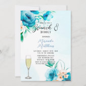 Invitation Turquoise et Pêche peint Floral Brunch & Bubbly (Devant)