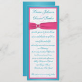 Invitation Turquoise et Pink Mariage damassé (Devant / Derrière)