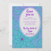 Invitation Turquoise et Plum fractal motif floral 50e anniver (Dos)