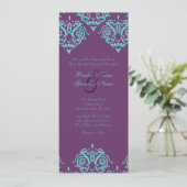 Invitation Turquoise et Purple Mariage damassé (Debout devant)