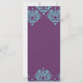 Invitation Turquoise et Purple Mariage damassé (Dos)