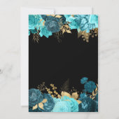 Invitation Turquoise et Roses Dorées Fleurs Douze Ans (Dos)