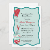 Invitation turquoise et rouge de Fête de la mariée (Devant / Derrière)