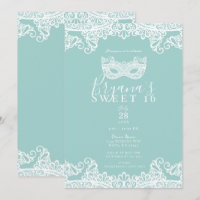 Turquoise et sarcelle Bal masqué pour Sweet 16