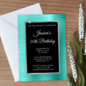 Invitation Turquoise et Silver Foil Noir 50e anniversaire