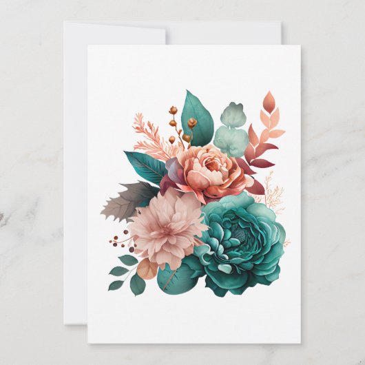 Invitation Turquoise et Terracotta Peony (Dos)