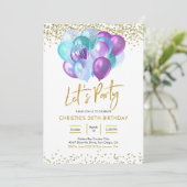 Invitation turquoise et violette à la fête d'allum (Debout devant)