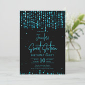 Invitation Turquoise Falling Stars Sweet 16 Anniversaire (Debout devant)