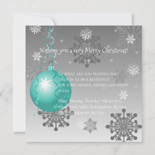 Invitation turquoise Fancy Christmas Ornament (Dos)