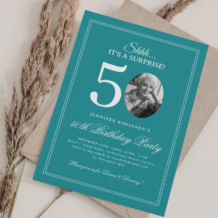 Invitation Turquoise Fête d'anniversaire surprise 50 ans