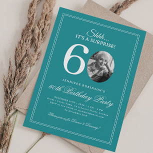 Invitation Turquoise   Fête d'anniversaire surprise 60 ans