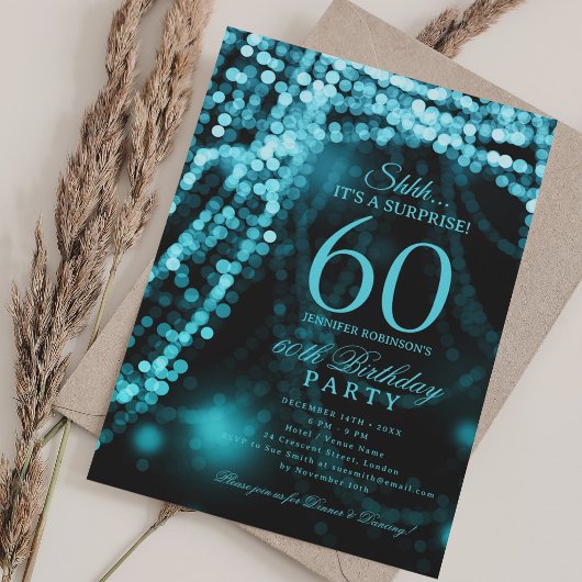 Invitation Turquoise | Fête d'anniversaire surprise 60 ans