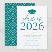 Invitation Turquoise | Fête de remise des diplômes de la prom (Devant / Derrière)