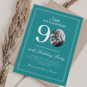 Invitation Turquoise Fête surprise pour 90 ans