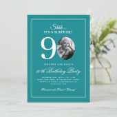 Invitation Turquoise | Fête surprise pour 90 ans (Debout devant)