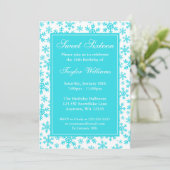 Invitation Turquoise Feu de neige Frontière Pays des merveill (Debout devant)