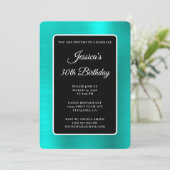 Invitation Turquoise Feuille Noir et Blanc 30e Anniversaire (Debout devant)