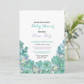 Invitation turquoise floral de Succulents de (Debout devant)