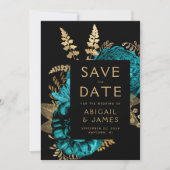 Invitation Turquoise Floral QR Code Mariage Enregistrer la da (Devant)
