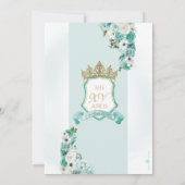 Invitation Turquoise Floral Royal Castle Princesse Quinceaner (Dos)