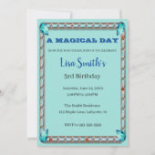 Invitation Turquoise Floral Unicorne Photo Anniversaire (Dos)