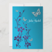 Invitation Turquoise, Floral Violet, Bat mitzvah de papillons (Devant)