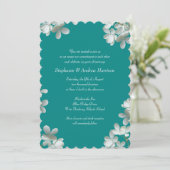 Invitation Turquoise Floral Vow Renouvellement Écriture Invit (Debout devant)