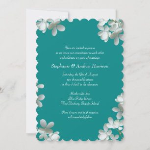 Invitation Turquoise Floral Vow Renouvellement Écriture Invit