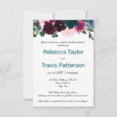 Invitation Turquoise floral - Wedding shower de 3 couples sur (Devant)