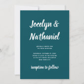 Invitation Turquoise foncé | Script simple et moderne (Devant)