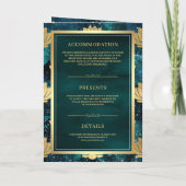 Invitation Turquoise Galaxy Gold Lotus QR Code Mariage indien (Dos)