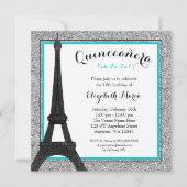 Invitation Turquoise Glam Paris Faux Parties scintillant en a (Devant)