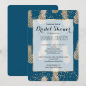 Invitation Turquoise Glam Tropical Ananas Douche nuptiale (Devant / Derrière)