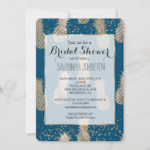 Invitation Turquoise Glam Tropical Ananas Douche nuptiale (Devant)