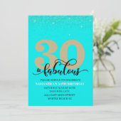 Invitation Turquoise Gold 30 et fabuleuse fête d'anniversaire (Debout devant)