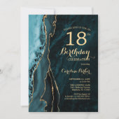 Invitation Turquoise Gold Agate 18e anniversaire (Devant)